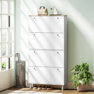 Narrow Shoe Cabinet with 4 Flip Drawers, Shoe Storage Cabinet with Adjustable Shelves, Holds 24β32 Pairs β view 14