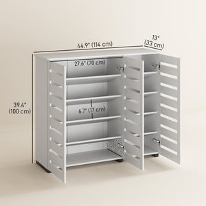 Narrow Shoe Cabinet with Slatted Doors, Adjustable Shelves for 20 Pairs of Shoes – view 13