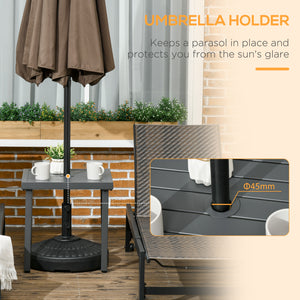 Outdoor Side Table, Patio End Table with Umbrella Hole, Small Coffee Table with Steel Frame for Balcony – view 10