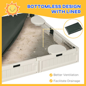 Kids Outdoor Sandbox with Canopy, Bottom Fabric Liner, Brown – view 12