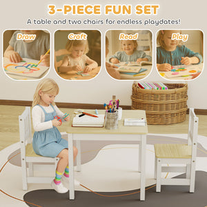 Qaba Kids Table and Chairs Set, Toddler Table and 2 Chair Set for Activity, Art, Craft, Reading, Learning