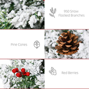 6 Foot Pencil Snow Flocked Artificial Christmas Tree with 600 Pine Realistic Branches, Pine Cones – view 13