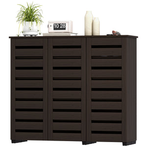 Narrow Shoe Cabinet with Slatted Doors, Adjustable Shelves for 20 Pairs of Shoes – view 5