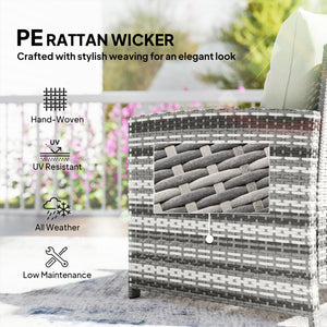 5 Piece Patio Furniture Set, Wicker Patio Chairs with Ottomans, 2-Tier Glass Coffee Table and Cushions – view 12