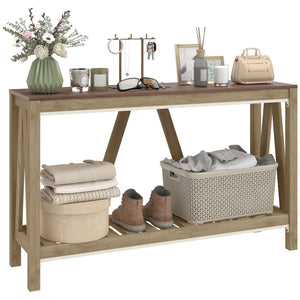52" Console Table, Farmhouse Narrow Entryway Table with Storage Shelf
