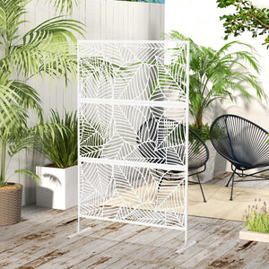 6.5FT Decorative Outdoor Divider, Metal Privacy Screen with Stand, Large Leaf Style, Black – view 14