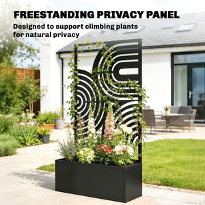 Metal Planter Box with Trellis, 44.5" Raised Garden Bed with Trellis Privacy Screen for Climbing Plants