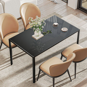 Rectangular Kitchen Table for 4 People, Dining Table with Tabletop Tempered Glass for Dining Room – view 13
