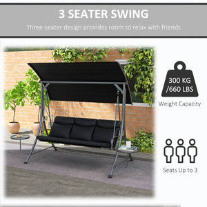 3 Seat Outdoor Swing Chair Steel Swing Bench Porch Swing With Adjustable Canopy – view 13