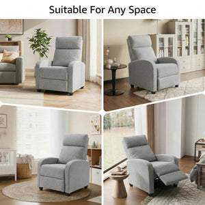 Fabric Recliner Manual Home Theater Seating Single Linen-Touch Sofa Armchair for Living Room, Light Grey – view 10