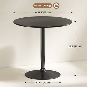 Modern Kitchen Table for 2 People, Round Dining Table with Steel Base for Living Room, Dining Room, Black