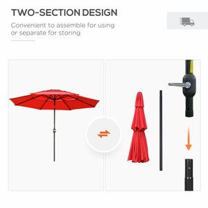 9FT 3 Tiers Patio Umbrella Outdoor Market Umbrella with Crank, Push Button Tilt for Deck – view 19