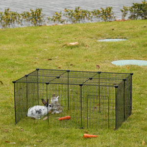 Small Animal Cage for Bunny, Guinea Pig, Chinchilla, Hedgehog, Portable Pet Enclosure with Door, 16 Panels