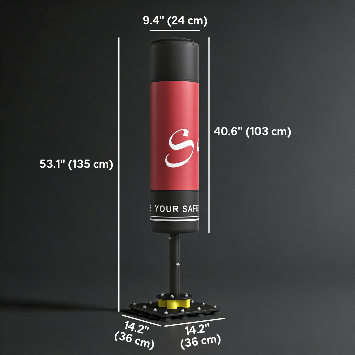 Soozier Freestanding Punching Bag for Adults, 53" Heavy Duty Boxing Bag with 12 Suction Cups, Boxing Equipment with Stand