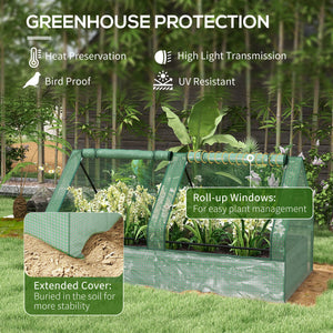 6' x 3' Metal Planter Box with Cover, Raised Garden Bed with Mini Greenhouse for Herbs, Vegetables, Green and Dark Grey