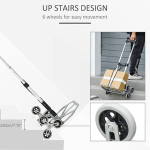 6-Wheels Stair Climber Hand Truck, Dolly Heavy Duty Folding Steel Load Cart with Adjustable Telescoping Handle for Moving, Luggage, Travel & Office, 154lbs Capacity