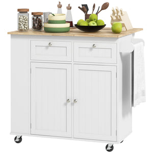 Kitchen Island with Power Outlet and Drop Leaf, Rolling Kitchen Cart with 2 Drawers and Adjustable Shelves – view 8