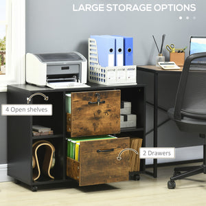 Lateral Filing Cabinet with Wheels and Lockable Drawer, File Cabinet – view 11