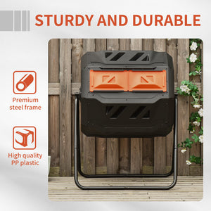 43 Gallon (160L) Tumbling Compost Bin Outdoor Dual Chamber 360° Rotating Composter with Sliding Doors – view 27