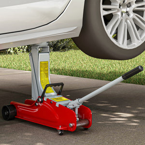 Low Profile Jack, Hydraulic Racing Floor Jack, 3.1"-15" Lifting Range, 2.5 Ton (5,000 lb) Capacity, Red