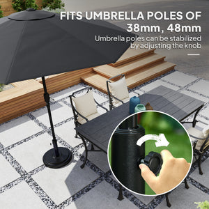 48 lbs Patio Umbrella Base Round HDPE Umbrella Base For 1.5" or 1.9" Outdoor Umbrella Poles Φ18.9" x 15.2" H Black