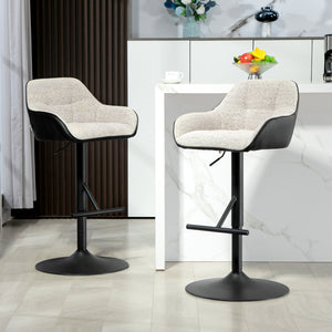 Bar Stools Set of 2, Swivel Counter Height Barstools with Back, Footrest, Armrests, Adjustable Height, Black – view 14