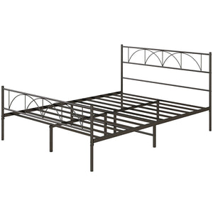 Metal Full Platform Bed Frame with Headboard, Steel Slat Support, Underbed Storage, No Box Spring Needed, Easy Assembly