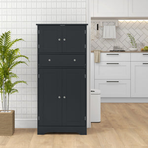 50.5" Kitchen Storage Cabinet, Modern Kitchen Pantry Cabinet with 4 Doors, Drawer, Adjustable Shelf, Black – view 7