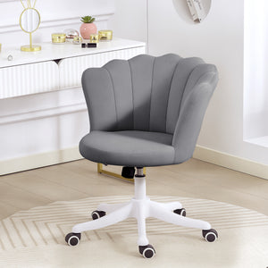 Office Chair, Armless Swivel Desk Chair with Adjustable Height, Backrest, Tilt Function for Office, Vanity, Grey