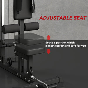 Soozier Lat Pull Down Machine, High / Low Pulley Machine with Adjustable Seat and Flip-Up Footplate