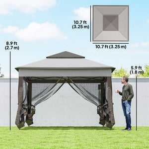 11' x 11' Pop Up Canopy 2-Tier Soft Top Shelter Event Tent w/ Netting Carry Bag for Patio Backyard Garden – view 9