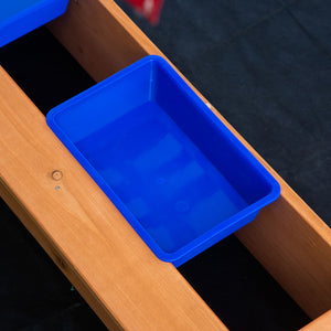 Kids Wooden Sandbox, Children Play Sand Station Outdoor with Adjustable Height Cover Lid, Bottom Liner, Seat, Plastic Basins, for 3-7 Years Old Boys and Girls