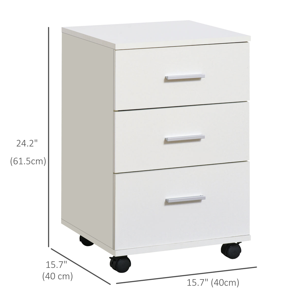 Mobile Filing Cabinet with Wheels, 3 Drawer File Cabinet with Lock and Keys for Home Office, White – view 2