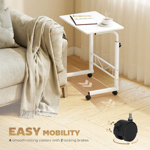 Mobile Standing Desk with Adjustable Height, 23.5 inch Stand Up Desk with Wheels, Natural Wood