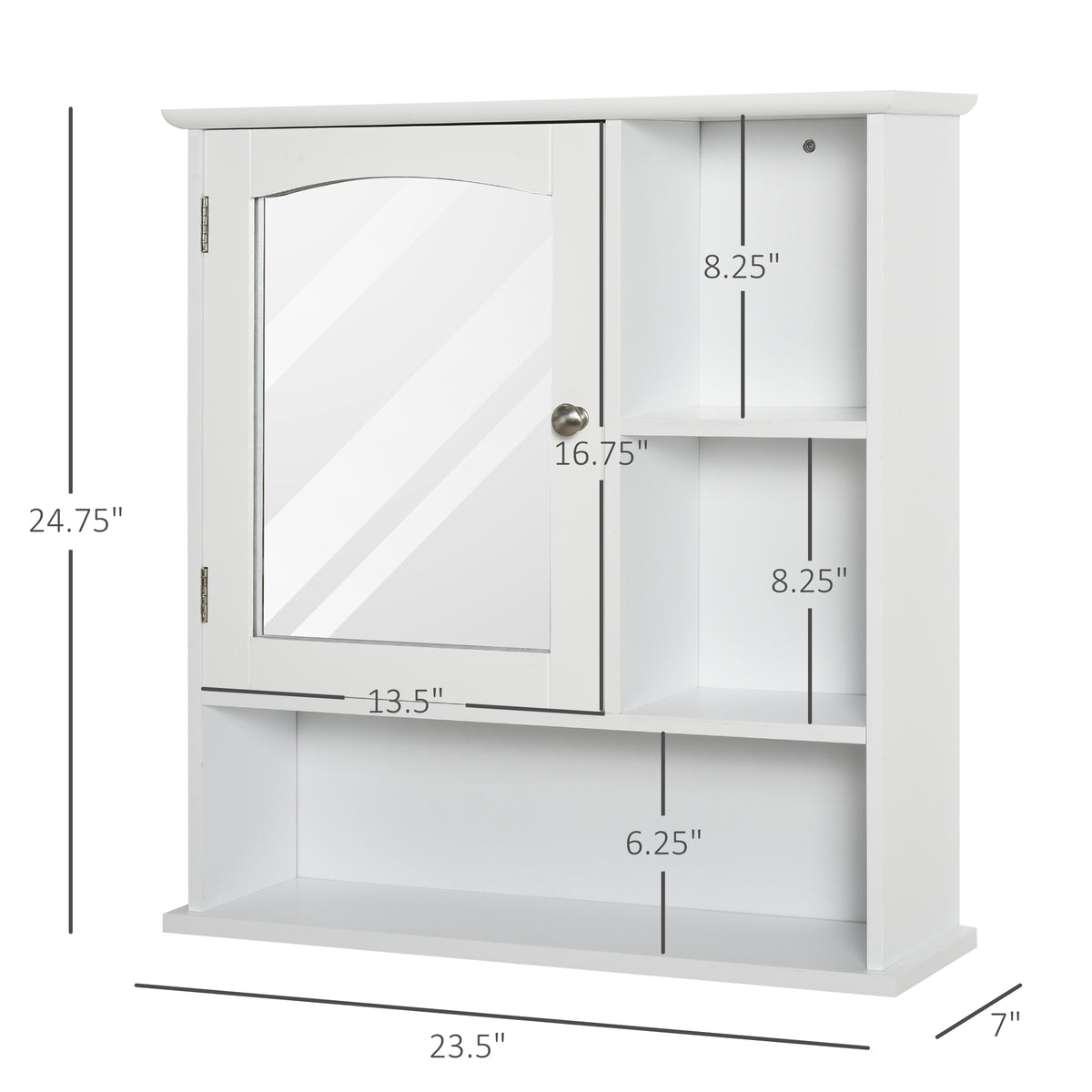 Wall-Mounted Medicine Cabinet, Bathroom Mirror Cabinet with Doors and Storage Shelves, White