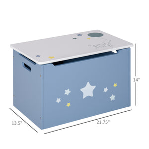 Qaba Kids Toy Storage Box, Organizer Chest with Gas Stay Bar Seating Bench, Blue