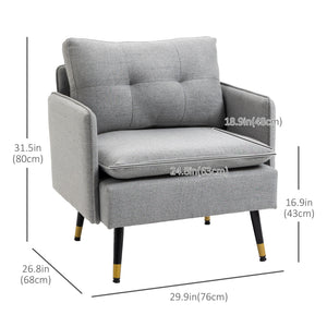 Accent Chair, Upholstered Armchair with Tufted Back Cushion and Steel Legs for Living Room, Bedroom – view 16