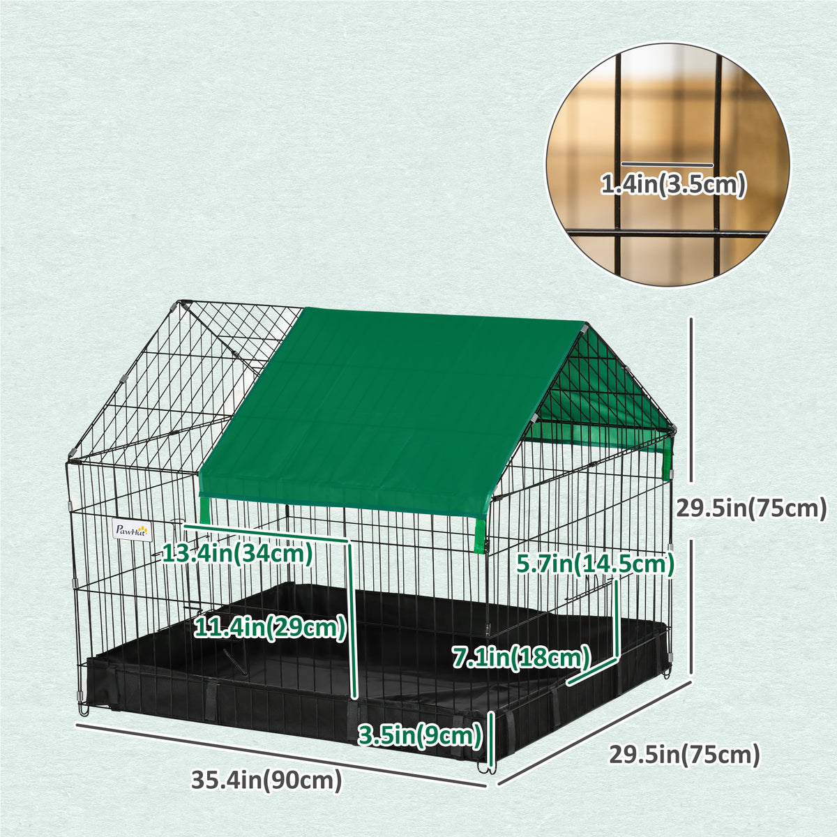 Metal Outdoor Small Animal Cage for Rabbits and Cats, Black