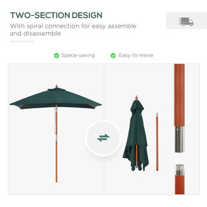 6.6x5ft Square Market Parasol, Wooden Patio Umbrella with Tilt Mechanism and 6 Bamboo Ribs – view 13