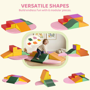 Qaba 6-Piece Soft Play for 12-36 Months Toddlers to Climb, Crawl, Slide