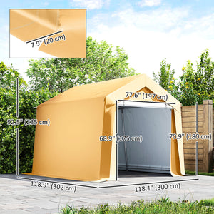 7' x 12' Outdoor Storage Shed Portable Garage with Roll-up Door for Motorcycle, Bike, Garden Tools, Beige – view 16