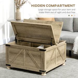 Farmhouse Coffee Table, Square Center Table with Flip-top Lids, Hidden Storage Compartment and Wooden Legs – view 3