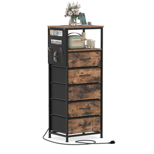 Nightstand with Integrated Charging Station 39 Inches Modern Bedside Table-Brown view 4