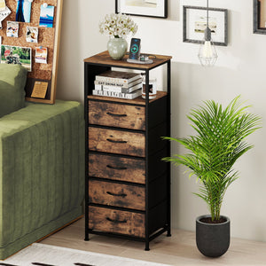 Nightstand with Integrated Charging Station 39 Inches Modern Bedside Table-Brown view 2