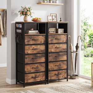 Nightstand with Integrated Charging Station 39 Inches Modern Bedside Table-Brown view 6