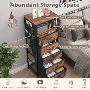 Nightstand with Integrated Charging Station 39 Inches Modern Bedside Table-Brown view 9