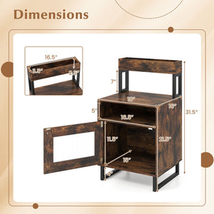 Nightstand with LED Lights Modern End Table with Top Tray Open Compartment and Storage Cabinet-Rustic Brown view 5