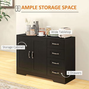 Modern Sideboard Buffet Cabinet with Drawers and Beadboard Door Cupboard Kitchen Storage Cabinet White – view 10
