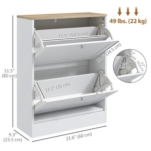 Slim Shoe Storage Cabinet, Modern Shoe Cabinet with 2 Flip Drawers and Adjustable Shelves for 8-12 Pairs – view 9