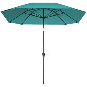 7.6FT Aluminum Patio Umbrella Parasol 8 Ribs Outdoor Market Umbrella with Crank, Push Button Tilt for Deck